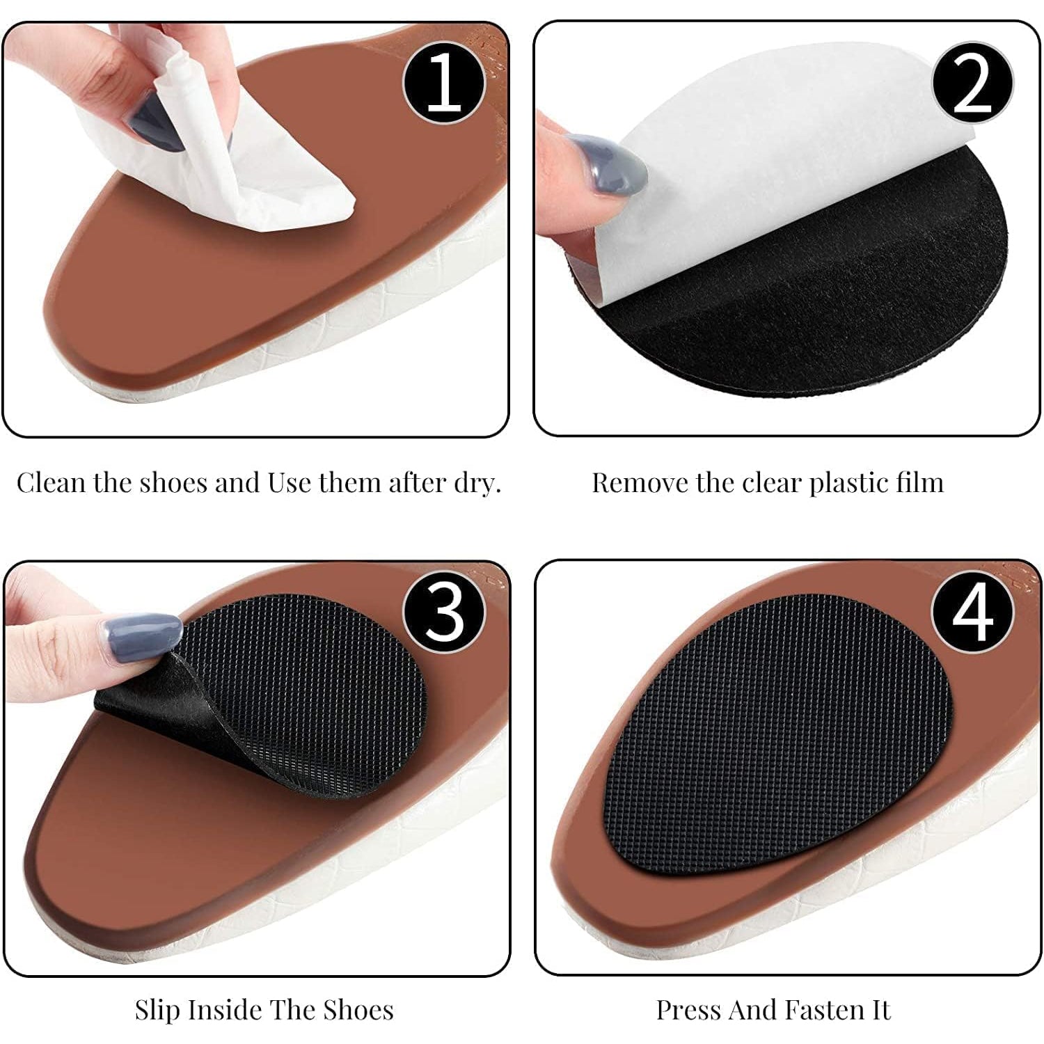 Non-Slip Shoe Pads, Rubber Shoe Sole Protector Pads, Self-Adhesive Shoe Grips Pads Stickers Non Skid for Ladies Shoes, High Heels, Boots Non-Slip Shoe Pads, Rubber Shoe Sole Protector Pads, Self-Adhesive Shoe Grips Pads Stickers Non Skid for Ladies Shoes, High Heels, Boots